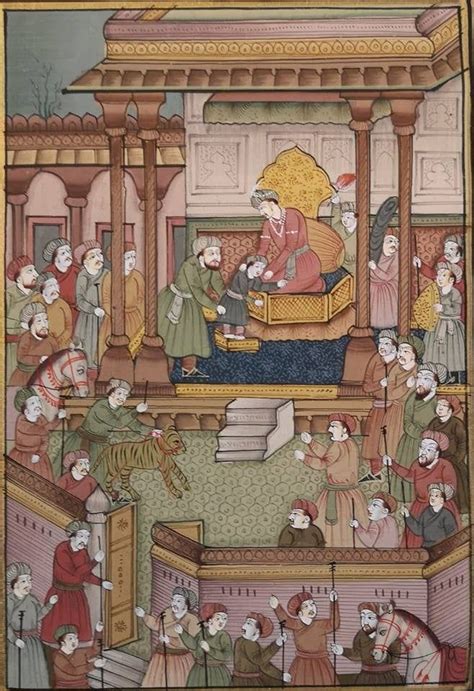  「The Emperor Jahangir Receiving Gifts」: 静寂と尊厳が織りなす壮麗なる宮廷